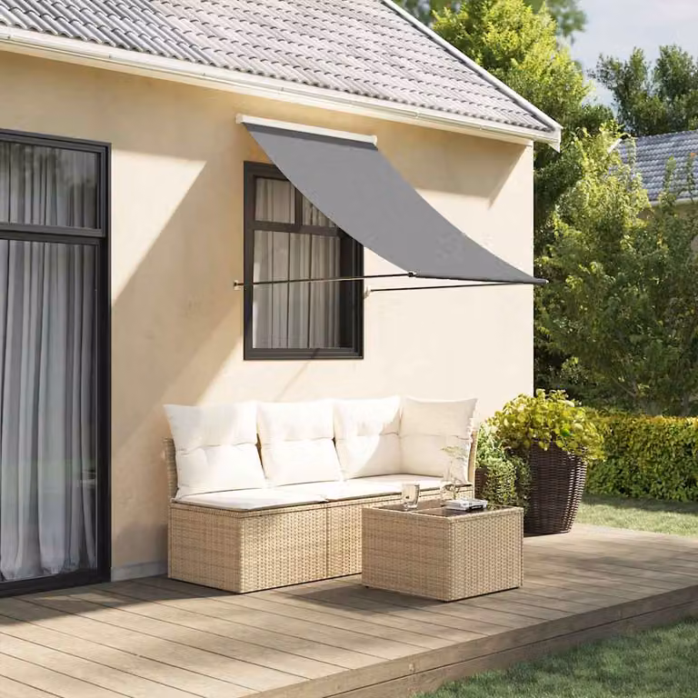 Tenda da Sole Retrattile vidaXL Antracite con Bracci a Caduta in Acciaio e Poliestere L: 150 cm, H: 100 cm