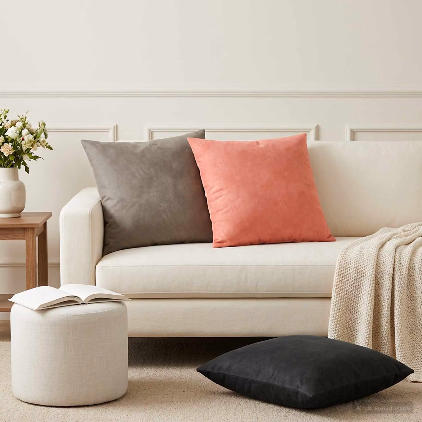 Set di 6 federe vidaXL HEERLEN in velluto rosa, L 60 cm x P 60 cm