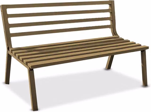 Panca Biacchi in acciaio verniciato beige con design moderno per giardino e terrazza
