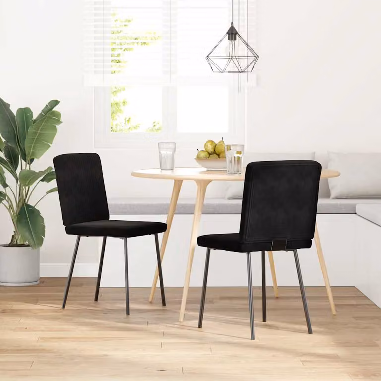 Set di 2 sedie da pranzo moderne vidaXL in velluto nero con struttura in metallo e legno