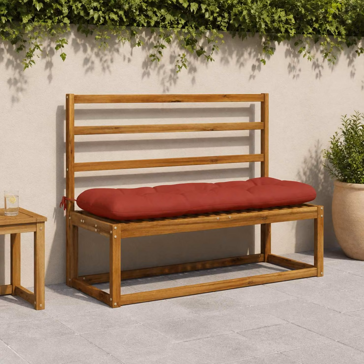 Set di 2 cuscini per panchina vidaXL VIANEN in poliestere rosso con imbottitura in schiuma e coperture lavabili