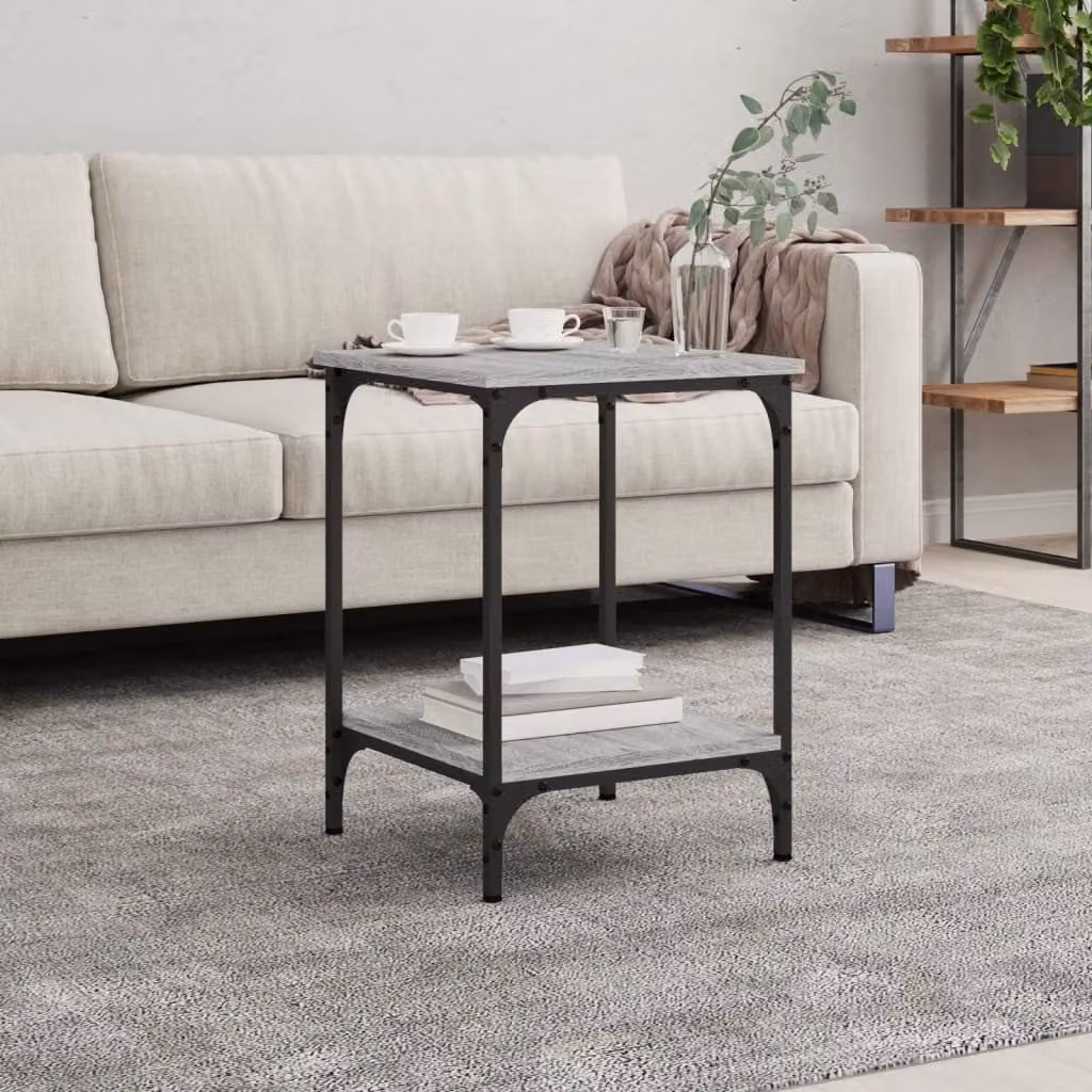 The Living Store Tavolino Grey Sonoma 40x40x55 cm Materiale a base di legno