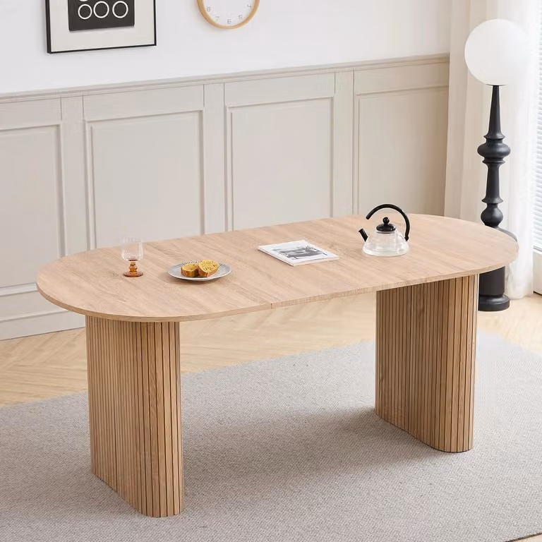 Tavolo da pranzo moderno - Tavolo ovale, dimensioni 180x90 cm - Struttura in legno - Adatto per 6 persone - Ideale per sala da pranzo e soggiorno - Colore marrone chiaro