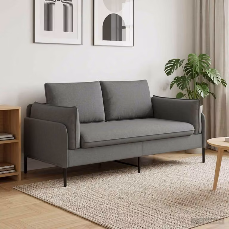 vidaXL Divano a 2 Posti Moderno in Tessuto Grigio e Nero con Coperture Rimovibili L: 188 cm, P: 81 cm, H: 89 cm