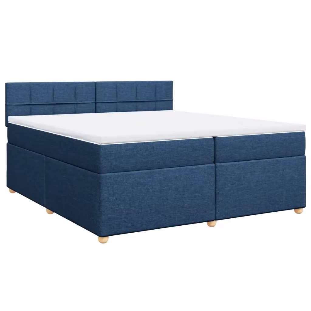 Letto Ibrido vidaXL con Giroletto a Molle e Materasso in Tessuto Blu e Bianco L/P: 200 x 200 cm – 2