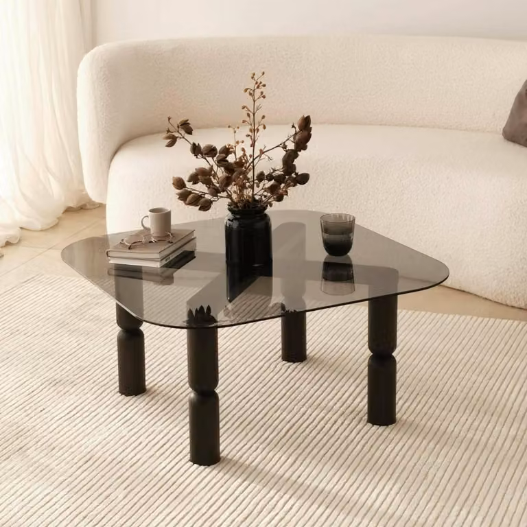 Gran - Tavolino da Salotto, 80x80x40h cm Nero Antracite, Effetto Fume