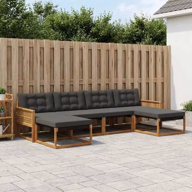 Set di divani da esterno 6 pz Naturale e Nero 3381604