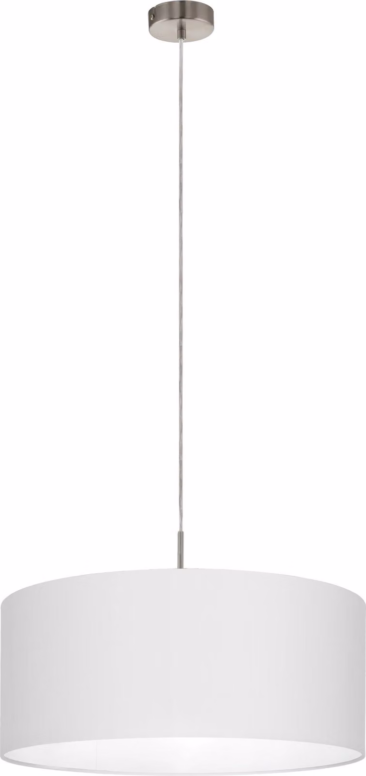 Lampadario A Sospensione Minimal Pasteri Grande Acciaio Nichel Bianco 1 Luce E27
