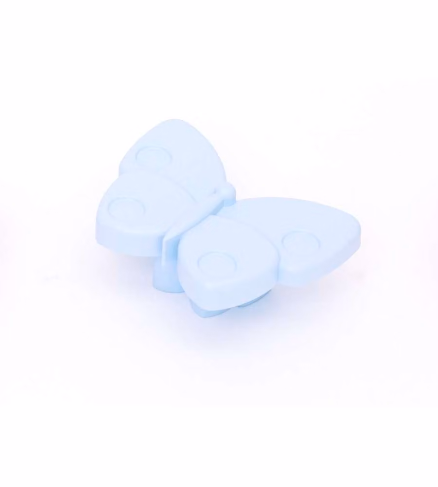 Pomolo farfalla in plastica azzurro 71 x 53 mm