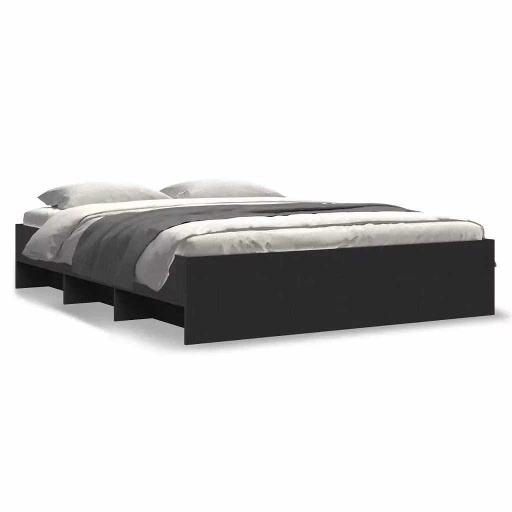 Letto con contenitore e scomparti laterali vidaXL in legno multistrato nero L 150 cm x P 200 cm – 2