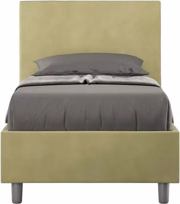 Letto imbottito Singolo 80x190 cm Adele - Con rete,Microfibra,Tè verde