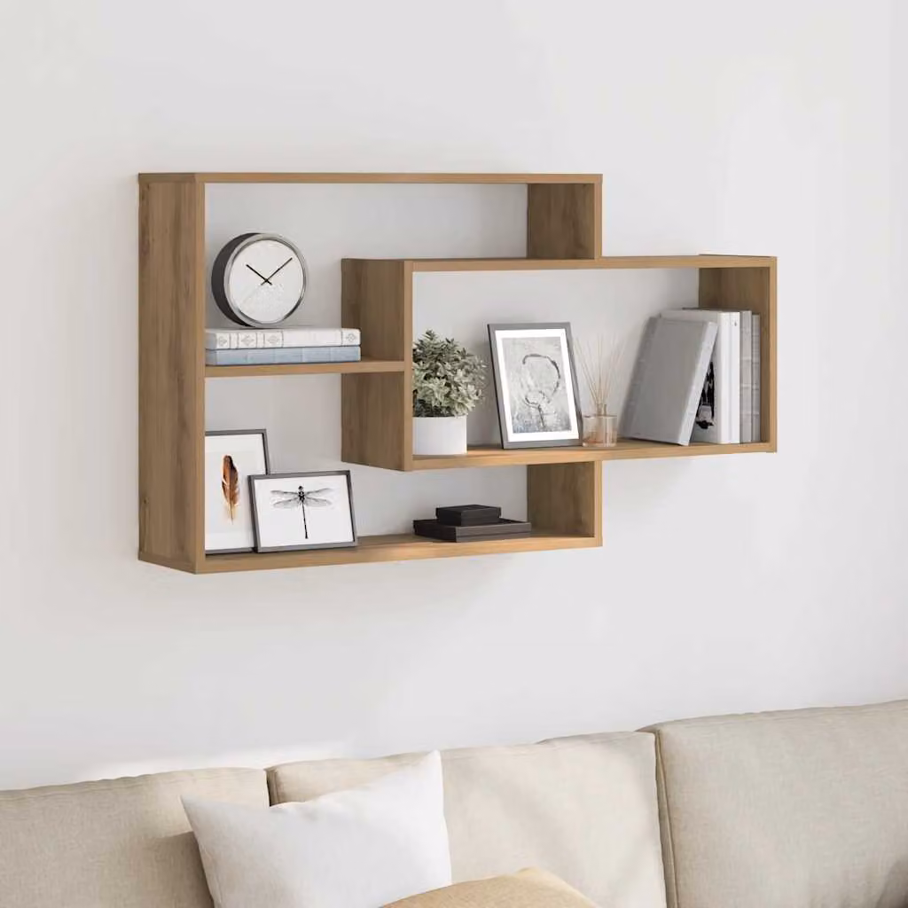 Scaffale a Parete Moderno vidaXL in MDF Colore Marrone L: 104 cm, P: 20 cm, H: 58,5 cm