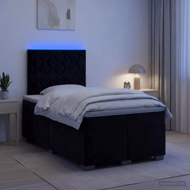 Letto box spring con materasso Nero 120 x 190 cm Velluto 3455074