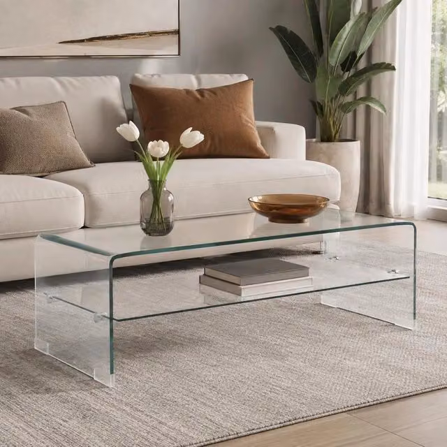 Coffee Table Transparent 98x45x31 Cm Tempered Glass