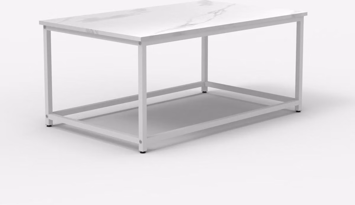 Tavolino contemporaneo 100x60x45cm con effetto marmo Corniola - Bianco