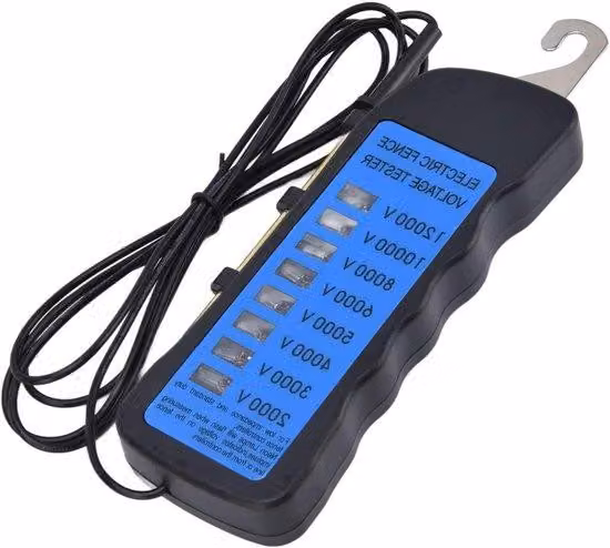 Tester di tensione per recinzioni al neon 12 kV - Da 2000 a 12000 V - 8 spie al neon - Impermeabile - Per aziende agricole.