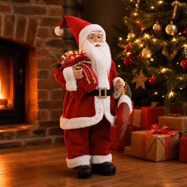 vidaXL Statuetta di Babbo Natale Rosso 62 cm Poliestere