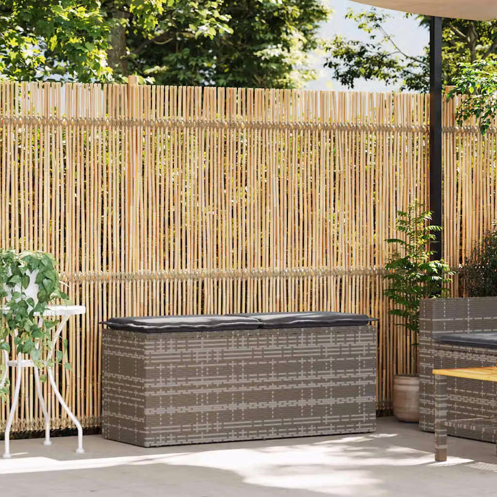 Panca da Giardino con Cuscino Grigio 110x40x44 cm in Polyrattan