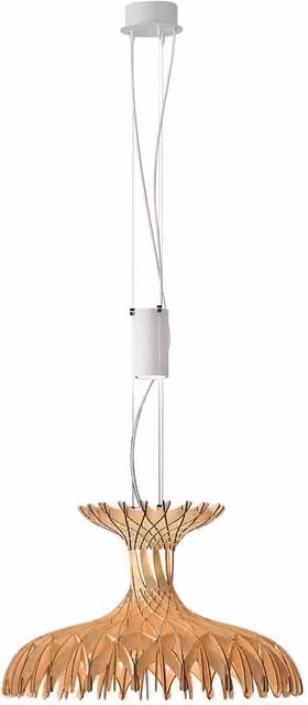 Lampada a sospensione Bover Dome in legno e metallo bianco con luce LED dimmabile luce calda