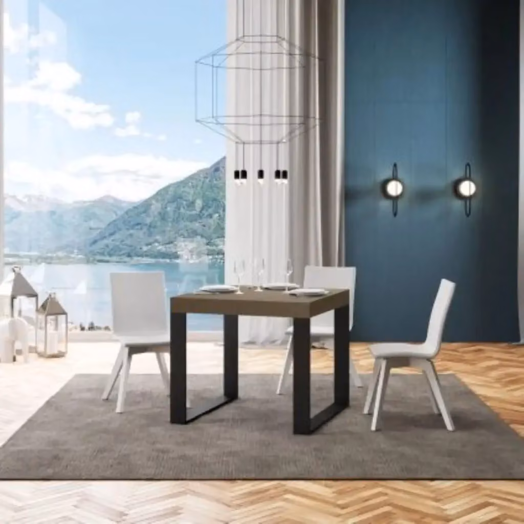 Tavolo allungabile Itamoby Tecno Premium beige con gambe antracite L/P/H: 90 x 90/246 x 77 cm – 2