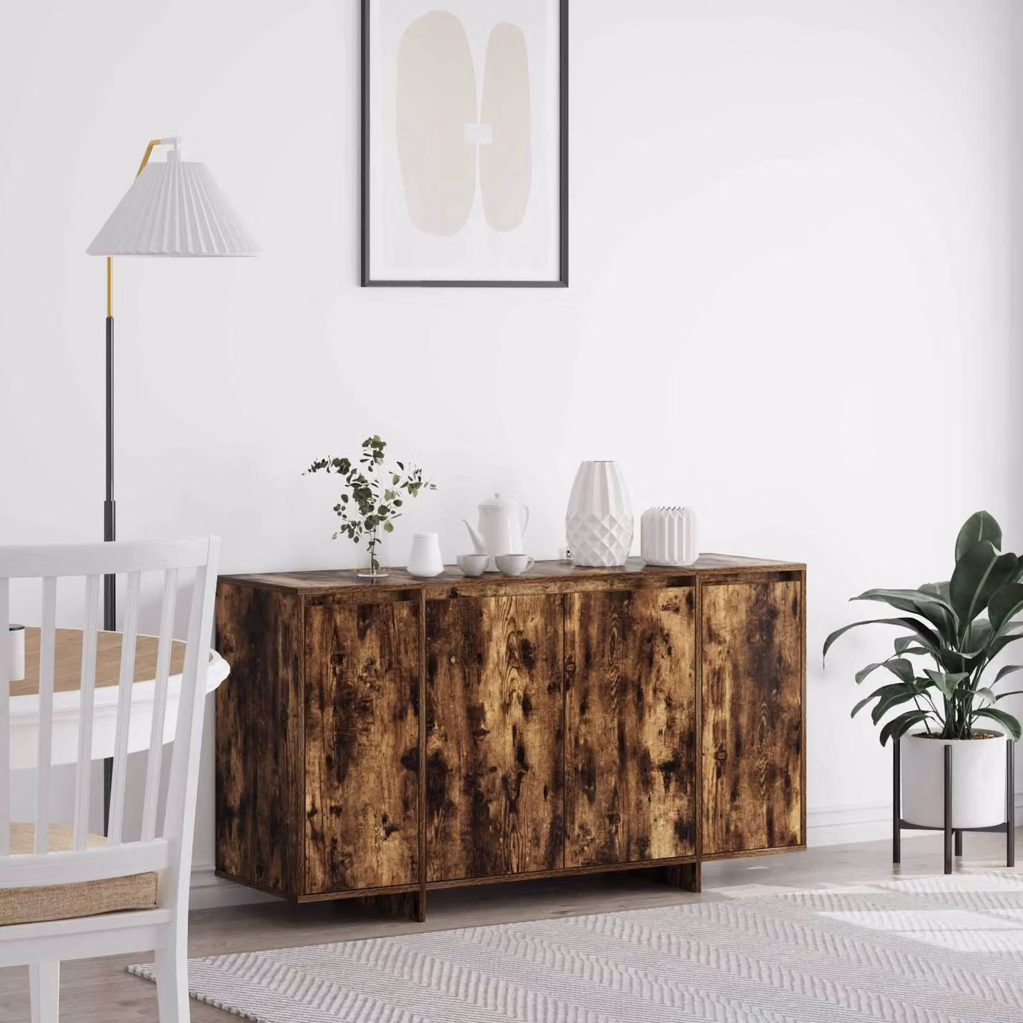 Credenza vidaXL in legno ingegnerizzato Rovere fumé, L: 135 cm, P: 41 cm, H: 75 cm