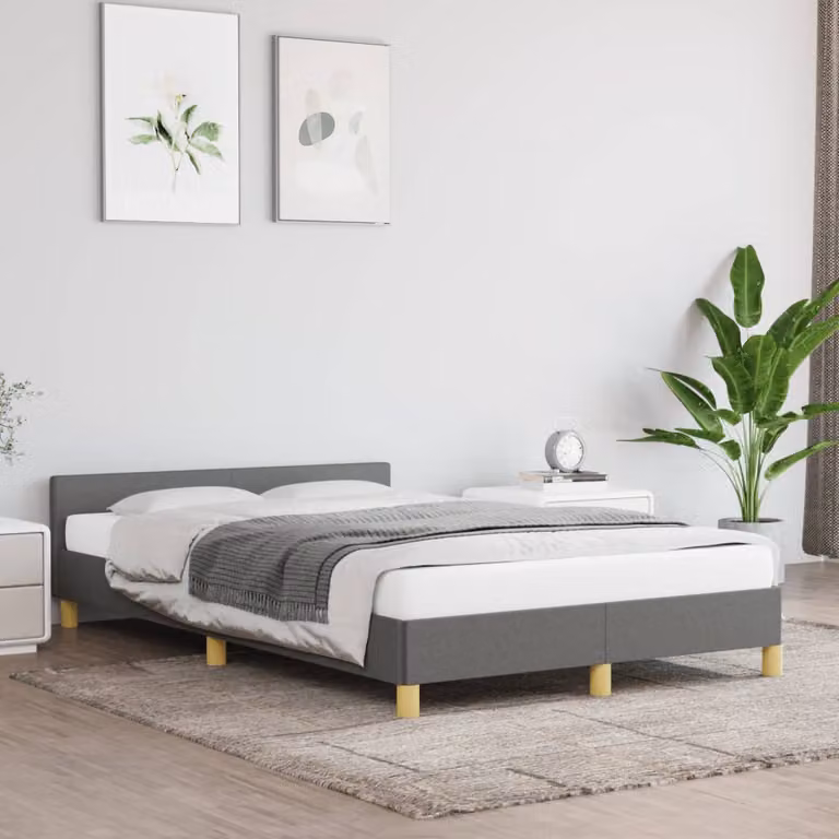 vidaXL Giroletto senza Materasso Grigio in Tessuto con Struttura in Legno L/P: 120 x 190 cm