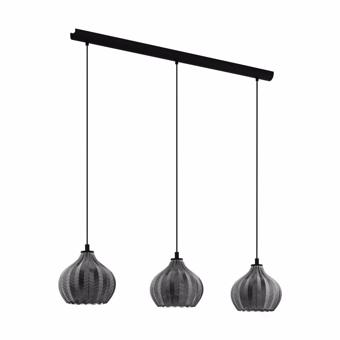 Lampadario Contemporaneo Tamallat 3 Luci Acciaio Nero
