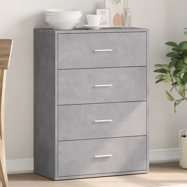 Credenza Buffet Armadio da Cucina Design Mania Grigio Cemento in Legno Multistrato L: 60 cm, P: 31 cm, H: 84 cm
