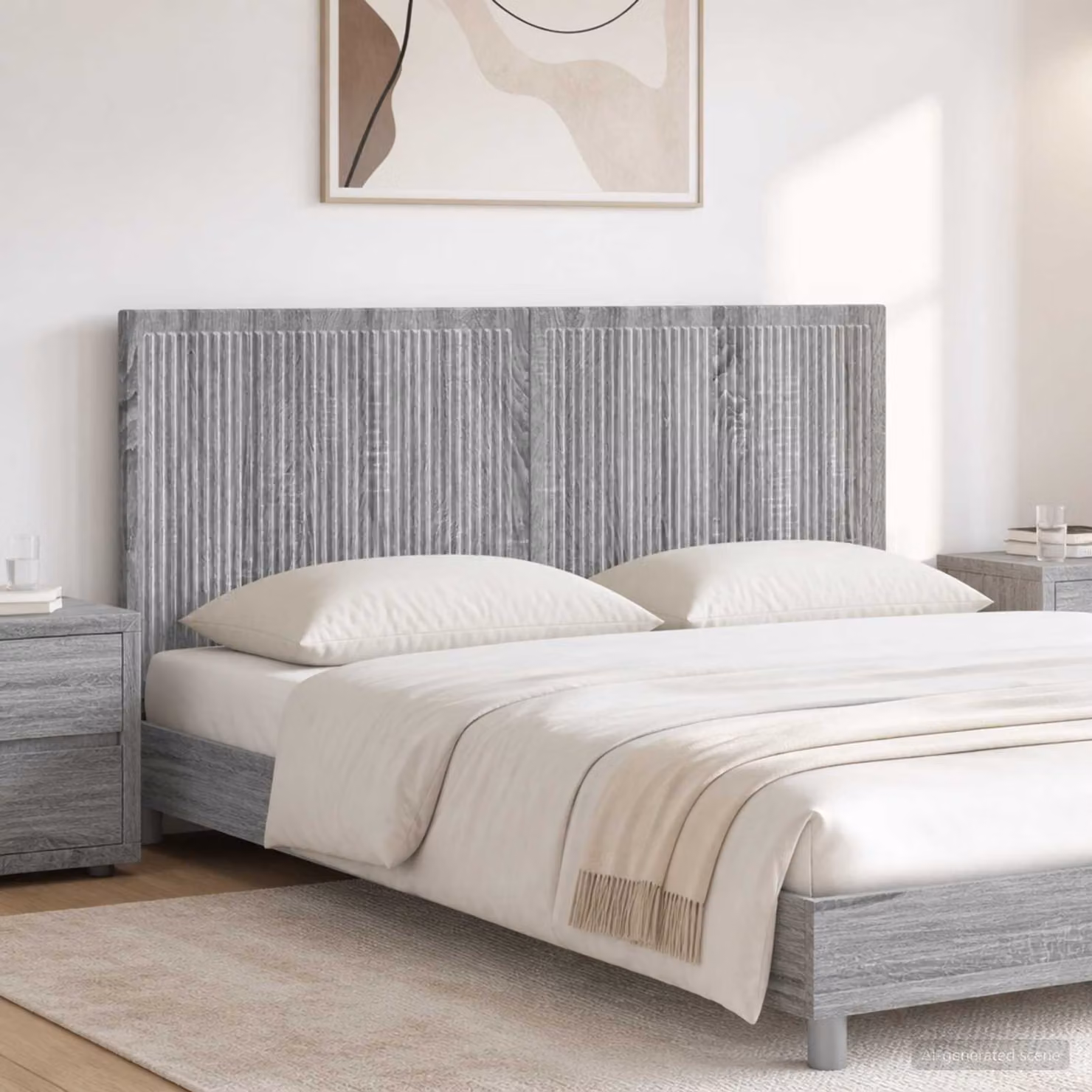 Testiera da muro vidaXL EDE Sonoma grigio in legno ingegnerizzato con ripiano integrato L: 120 cm, H: 50 cm, P: 10,25 cm