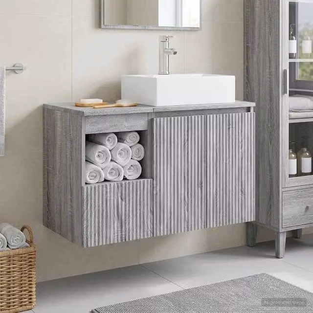 Set di mobili per il bagno 2 pz Sonoma grigio 3404060