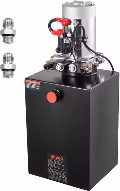TDDC12V-1.6KW-S-20L Centralina Idraulica 12V 1,6kW a Doppia Azione, Pompa per Rimorchio e Sollevatore con Serbatoio in Metallo per Officina