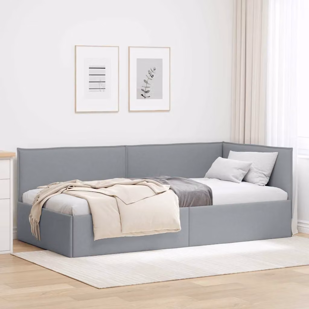 vidaXL Divano angolare con chaise longue asimmetrica in tessuto grigio, L/P/H: 204 x 140 x 104 cm
