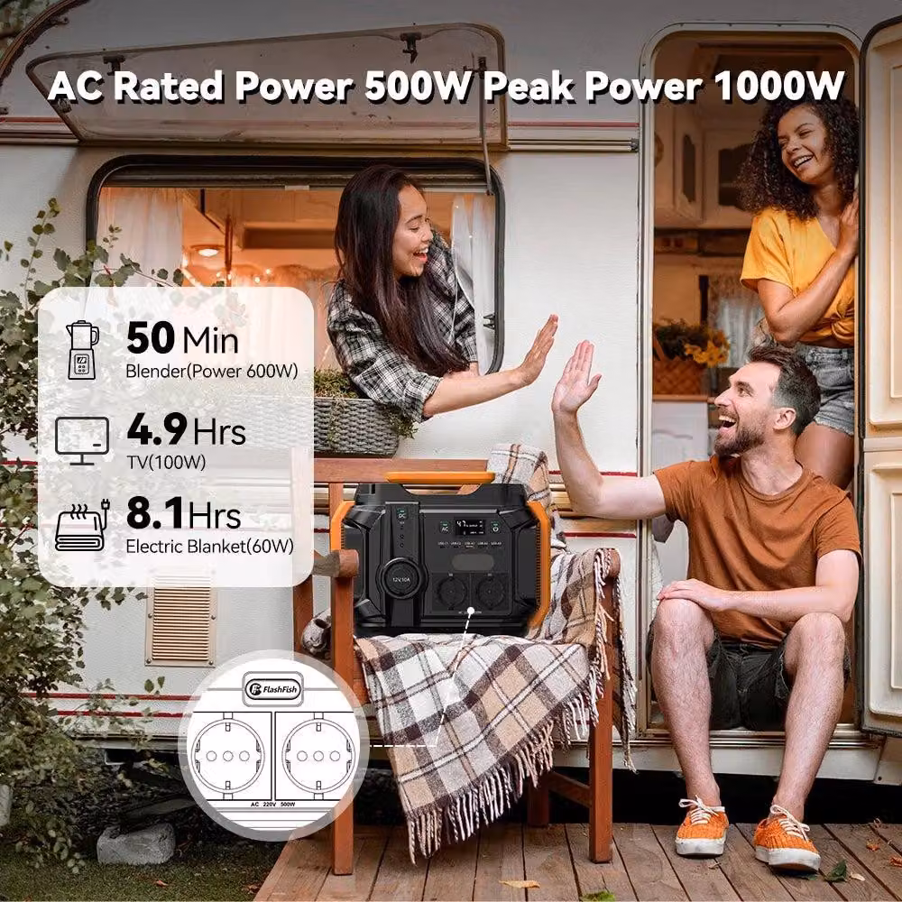 Centralina di alimentazione portatile - Batteria ricaricabile - Alimentazione di emergenza - Batteria esterna - Caricabatterie da esterno - Potenza: 500 Watt