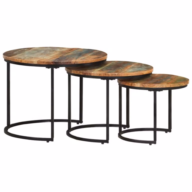 vidaXL Set tavoli 3 pz. Legno massiccio di recupero - Scrivania - Tavoli a scatola - Tavolo in legno - Tavolino a scatola