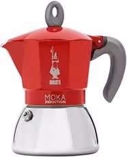 Caffettiera Moka Bialetti Induction da 2 Tazze, Acciaio, Rosso e Argento