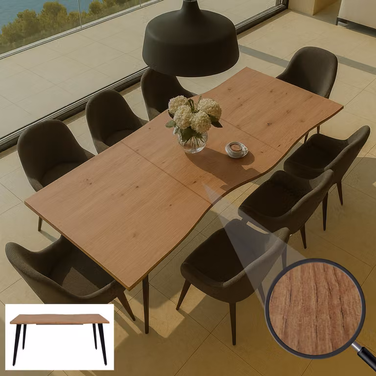 Tavolo da pranzo MCW-O60, tavolo da pranzo allungabile, ferro MDF allungabile 160-220 cm ~ effetto noce