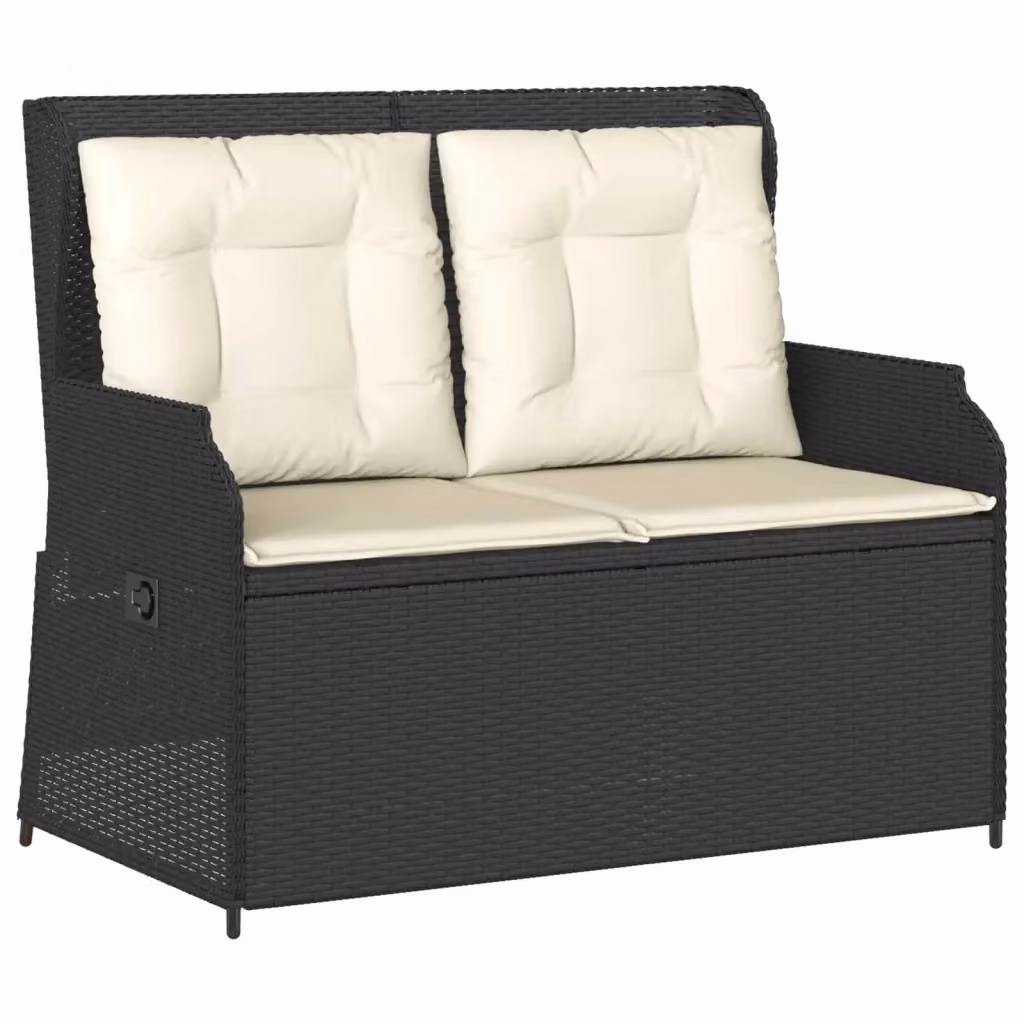 Panchina da giardino moderna vidaXL in rattan e metallo nera con braccioli – 2