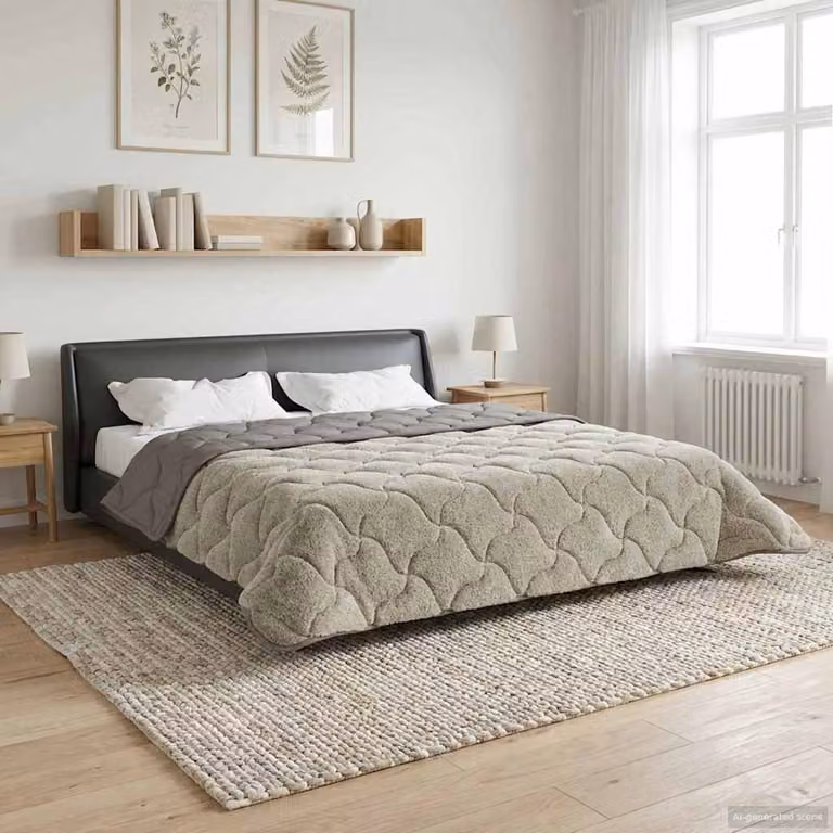 Piumone Completo Annuale Trapuntato vidaXL in Microfibra Grigio Chiaro 200 x 200 cm