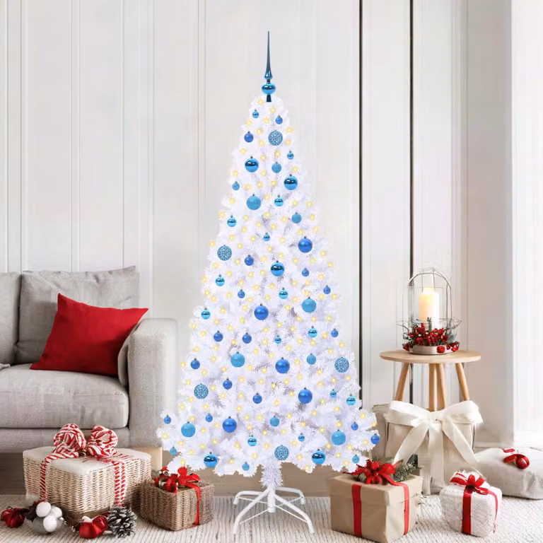 Albero di Natale artificiale bianco con luci LED RGB vidaXL in PVC e metallo