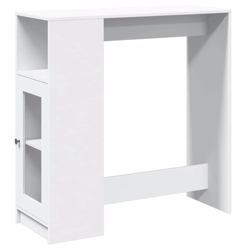 Tavolo Bar con Rastrelliera Bianco 101x40x103,5 cm Multistrato