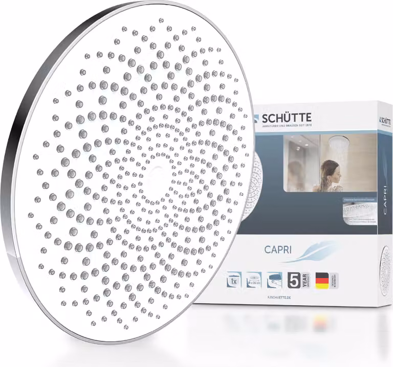 SCHÜTTE CAPRI Soffione, cromato/bianco