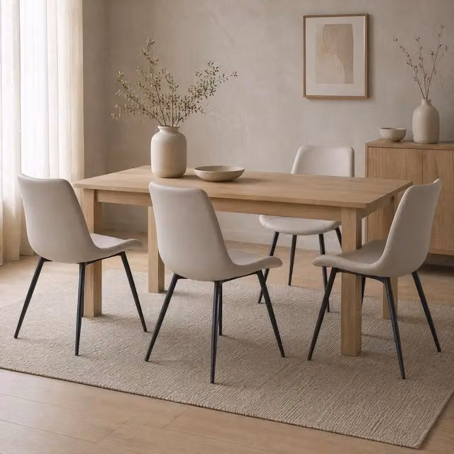 Set di 4 sedie da pranzo moderne MODFU in ecopelle nera e grigia con struttura in metallo