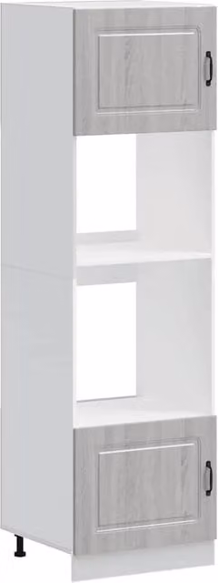 Set di 2 mobili classici per forno HELLOSHOP26 in legno composito grigio, L: 60 cm, P: 57 cm, H: 207 cm