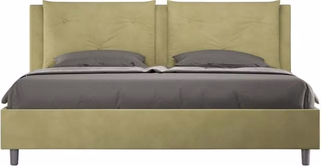 Letto matrimoniale king size senza rete imbottito 190x190 microfibra tè verde Appia