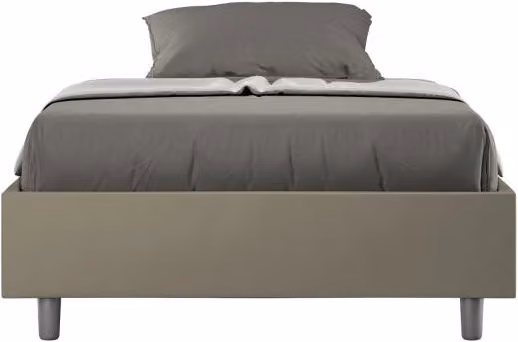 Letto Sommier imbottito Matrimoniale francese 140x190 cm Azelia - Similpelle,Senza rete,Cappuccino