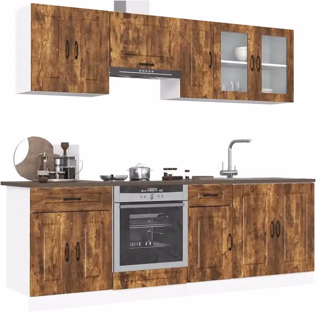 Set Mobili da Cucina 8 pz Kalmar Rovere Fumo Legno Multistrato 3314826