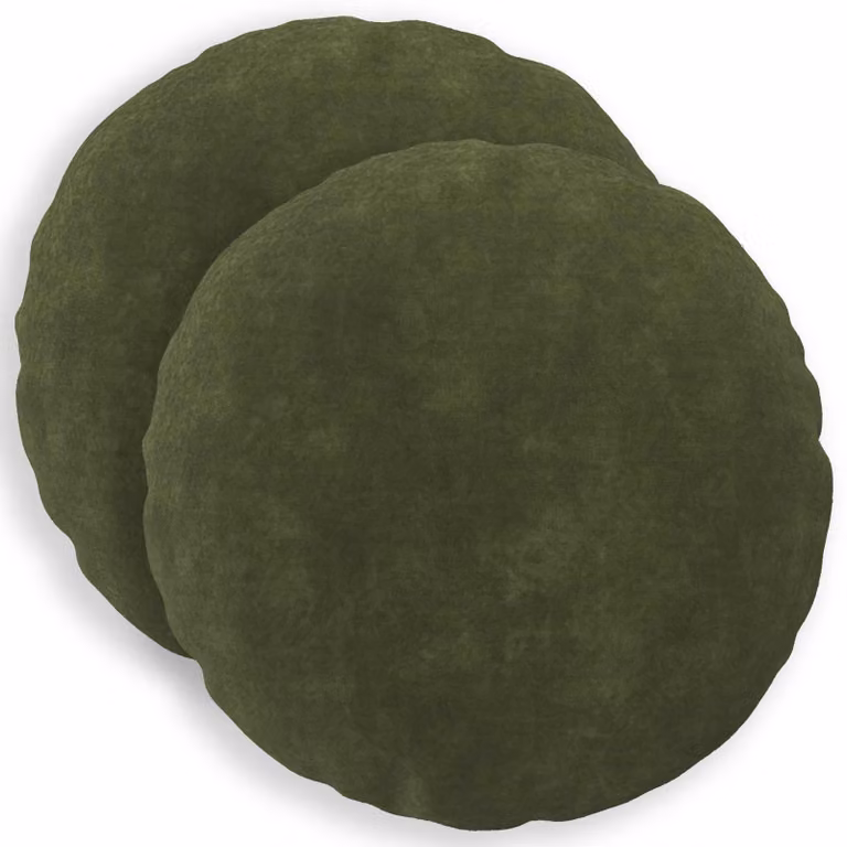 Set di 2 cuscini rotondi vidaXL HEERLEN in microfibra verde, lavabili e con rivestimento rimovibile, Diametro: 40 cm