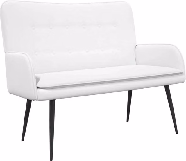 Divano a 2 posti moderno in tessuto bianco per soggiorno e camera da letto L: 115 cm, P: 61 cm, H: 87 cm