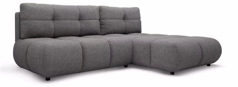 Divano angolare con funzione letto, modello Milorya, lato destro, colore grigio pietra