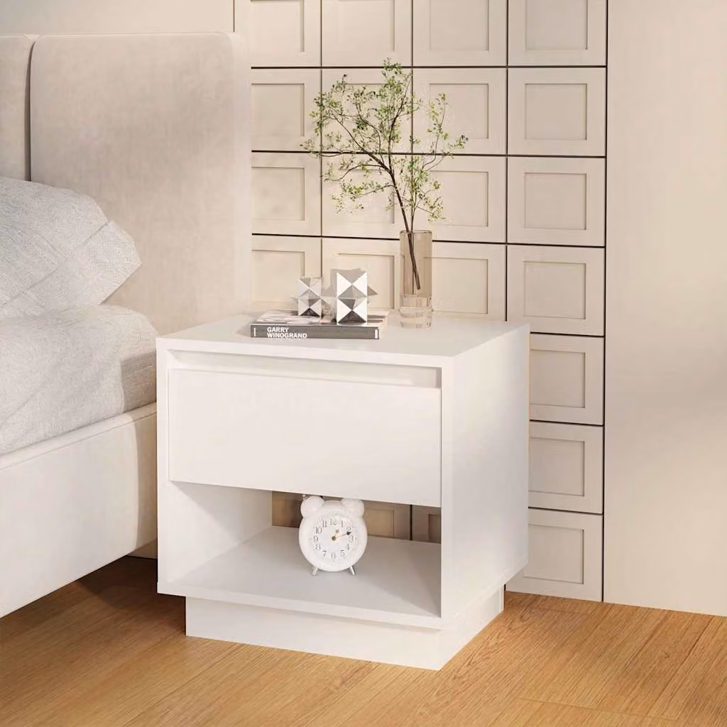 Comodino bianco vidaXL in MDF con finitura opaca L 45 cm, P 34 cm, H 44 cm